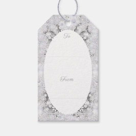 Keramisk snöre grått och snöflake presentetikett