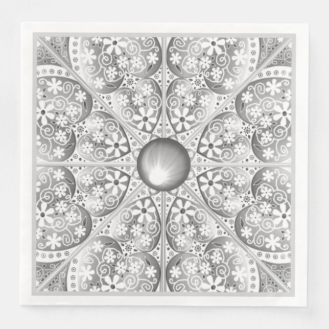Keramisk Snöre Grått Pappersservett (Framsida)