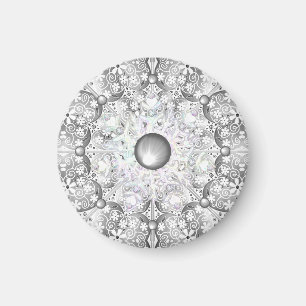 keramisk snöre Grått & snöflake Magnet