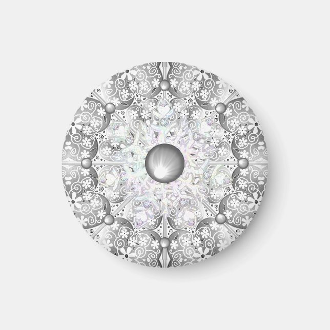 keramisk snöre Grått & snöflake Magnet (Framsidan)