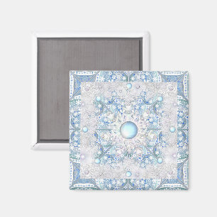 Keramisk snöre Light blue och snöflake Magnet