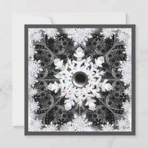 Keramisk snöre svart och snöflake inbjudningar