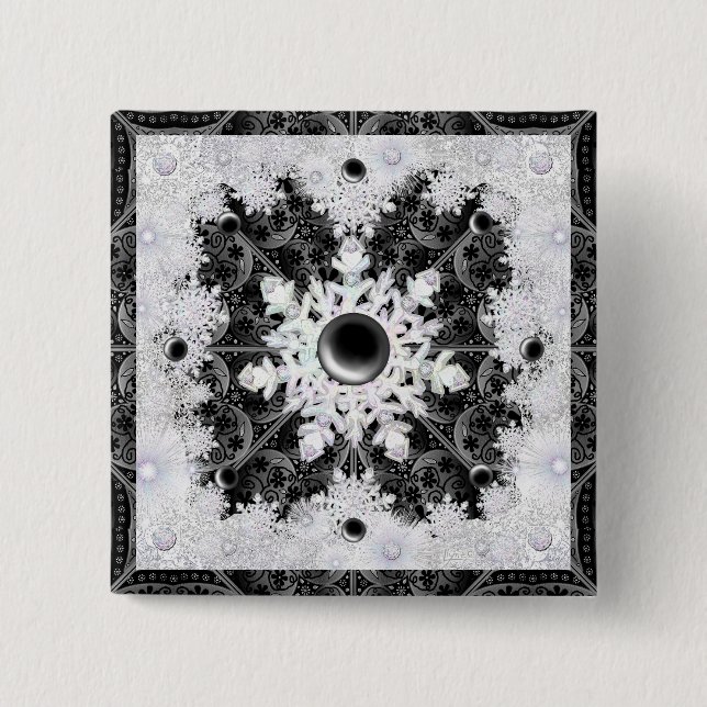 Keramisk snöre svart och snöflake knapp (Framsida)