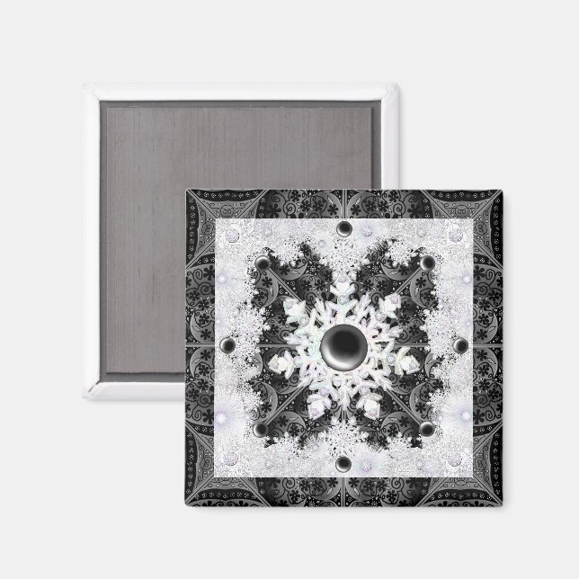 Keramisk snöre svart och snöflake magnet (Front/Back)