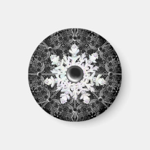 Keramisk snöre svart och snöflake magnet