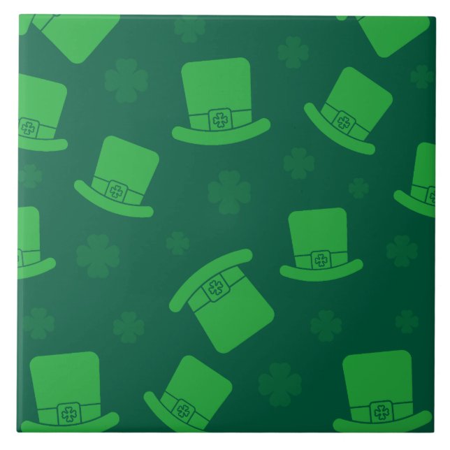 Keramisk St Patricks Day Leprechaunhatt Kakelplatta (Framsidan)