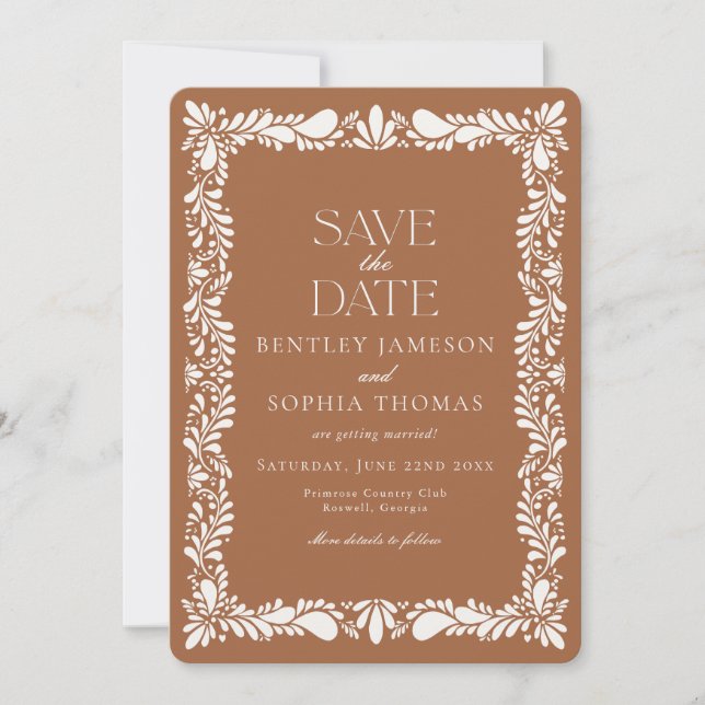 Keramisk Talavera-platta Spansk Fiesta Spara datum Inbjudningar (Framsida)