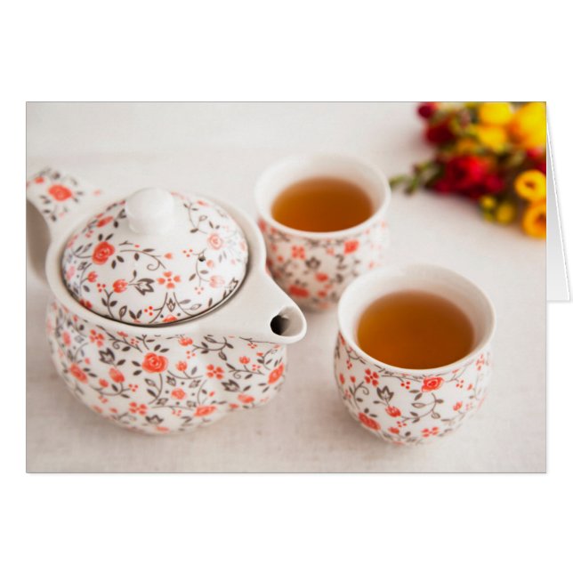 Keramisk teatuppsättning hälsningskort (Framsidan Horizontal)