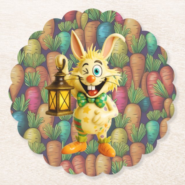 Keramisk Zany Rabbit Soda Glas Underlägg Papper (Framsida)