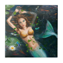 Keramiska dekorativa Sjöjungfruar i Sjö Kakelplatta