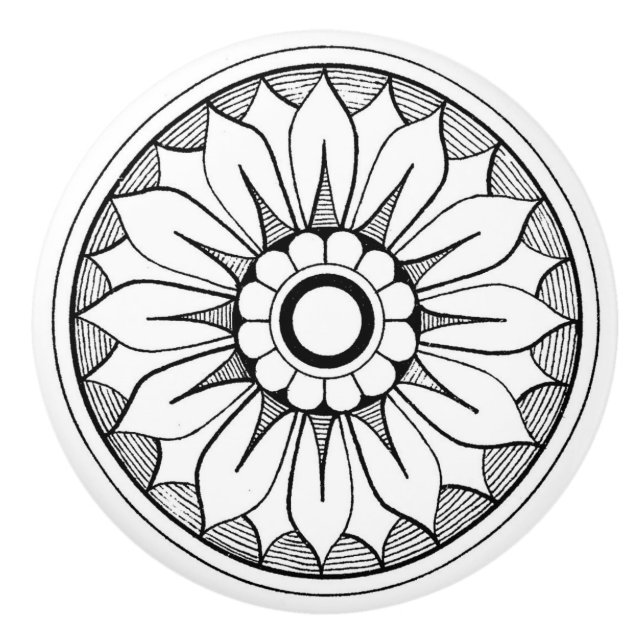 Keramiska dörrhandtag - Blommor Knopp (Framsidan)
