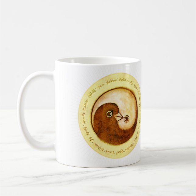 Keramiska duvor för muggYin Yang guld- fred Kaffemugg (Vänster)