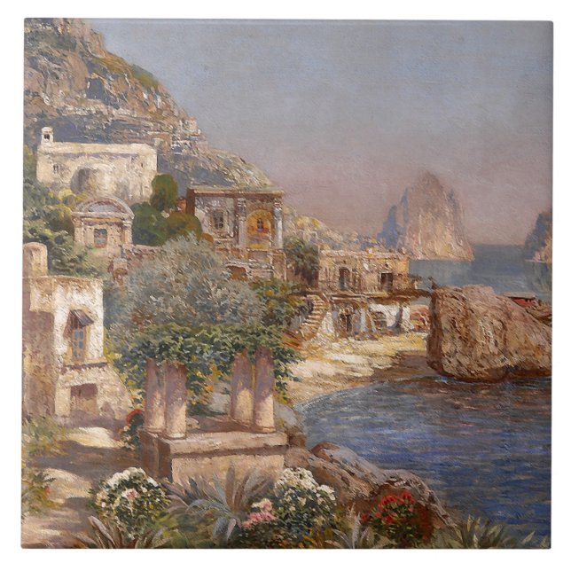 Keramiska fartyg för fiskare för det Capri Kakelplatta (Framsidan)