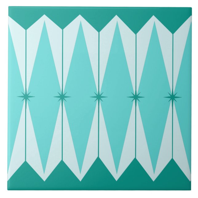 Keramiska geometriska diamanter & Starbursts Kakelplatta (Framsidan)