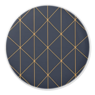 Keramiska knappar - Geometriskt guld- och blått mö Knopp