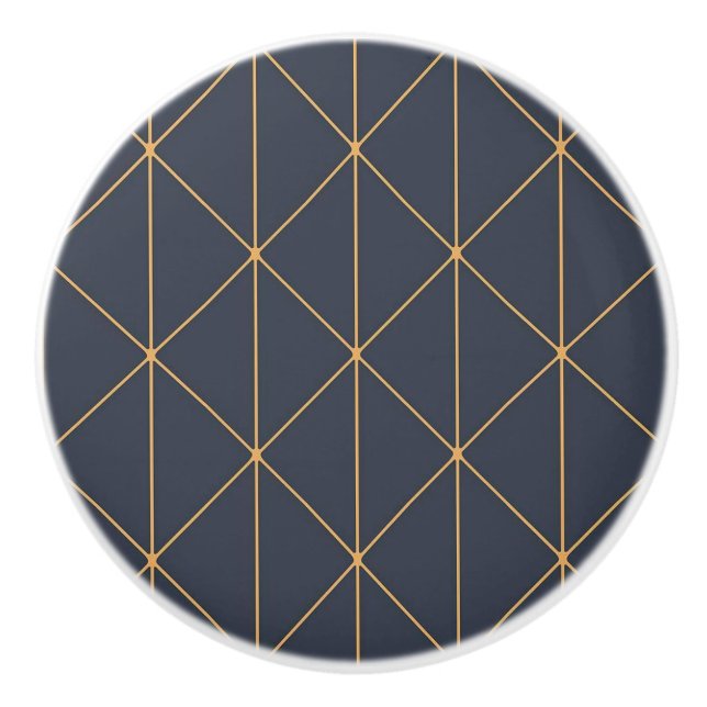 Keramiska knappar - Geometriskt guld- och blått mö Knopp (Framsidan)
