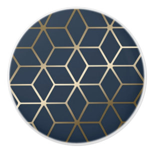 Keramiska knappar - Geometriskt silver och blå/grå Knopp