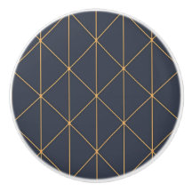 Keramiska knop - Geometric Guld och Blue Mönster