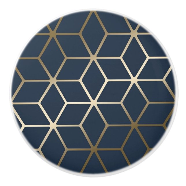 Keramiska knop - Geometric Silver och Blue/Grått Knopp (Framsidan)