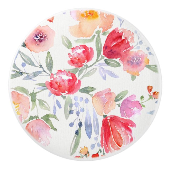 Keramiska knop - Peonies & Poppies Design2 Knopp (Framsidan)