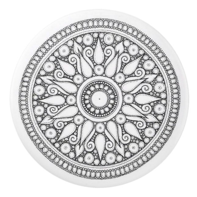 Keramiska knop - Svartvit design Knopp (Framsidan)