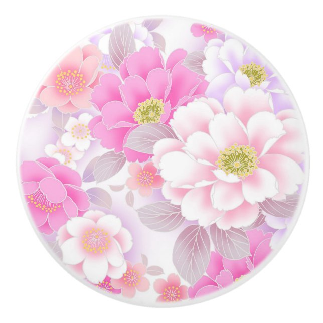 Keramiska knopp/Rosa Blommor Knopp (Framsidan)