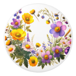 Keramiska knoppar av dekorativ blommigt