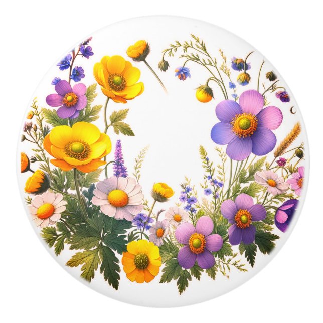 Keramiska knoppar av dekorativ blommigt (Framsidan)