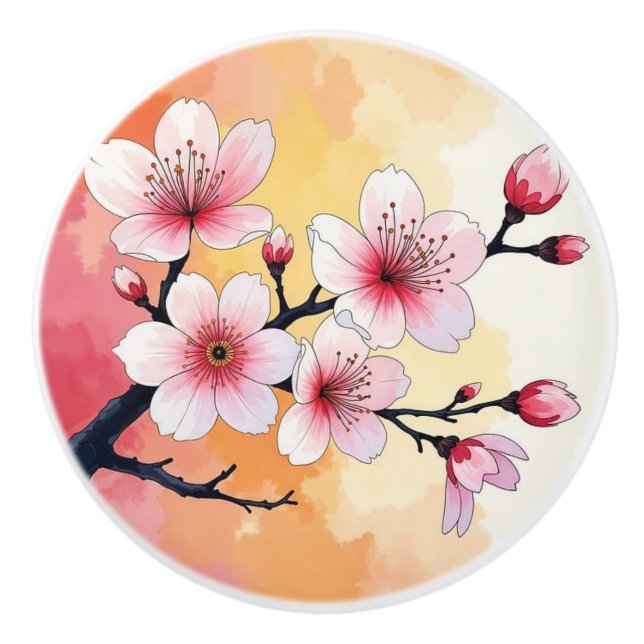 Keramiska knoppar av dekorativ blommigt (Framsidan)