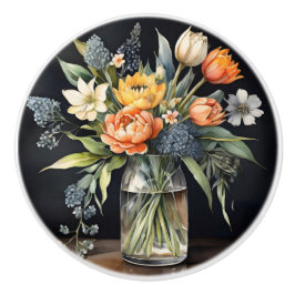 Keramiska knoppar av dekorativ blommigt