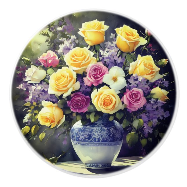 Keramiska knoppar av dekorativ blommigt (Framsidan)