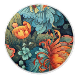 Keramiska knoppar av dekorativ blommigt