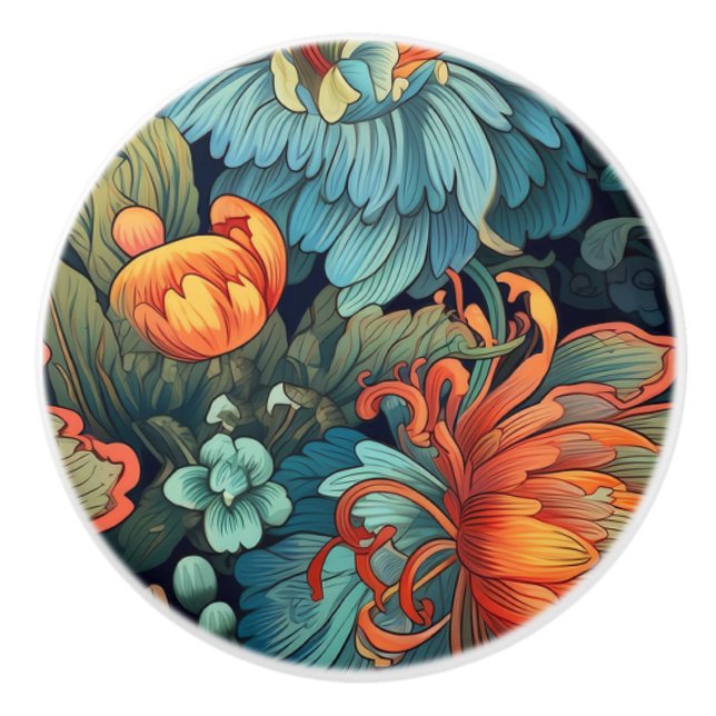 Keramiska knoppar av dekorativ blommigt (Framsidan)