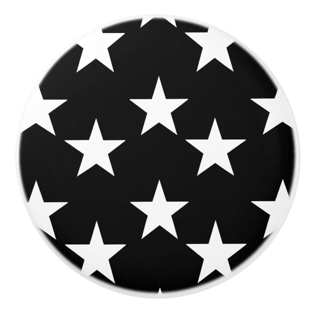 Keramiska knoppar för svartvitt stjärnamönster (Framsidan)