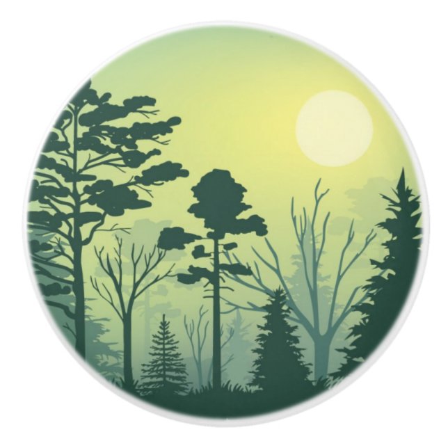 Keramiska knoppar - Grönt Forest Silhouette (Framsidan)