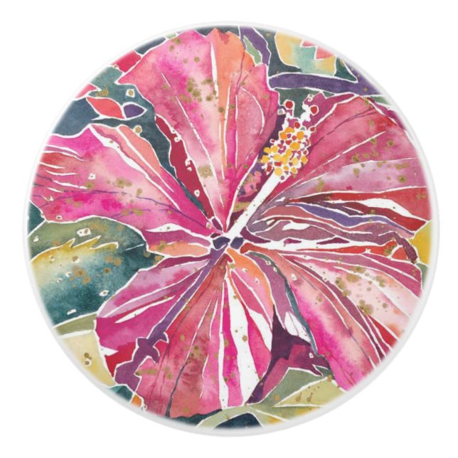 Keramiska knoppar - Hibiscus Flower (Framsidan)