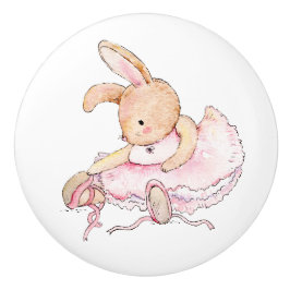 Keramiska knoppar - Kanin ballerina i rosa