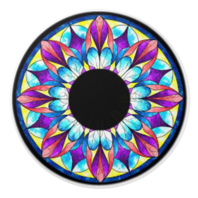 Keramiska knoppar med ett färgrikt unikt mönster (Framsidan)