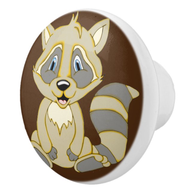 Keramiska knoppar med Rocky Raccoon (Höger)
