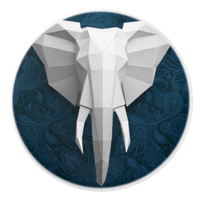 Keramiska lådor/dörrknappar - 3D Elephant Knopp (Framsidan)