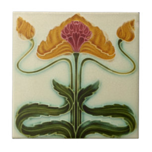 Keramiska plattan art nouveau - Blommor Kakelplatta