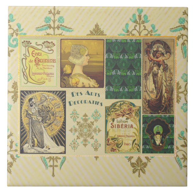 Keramiska plattan art nouveau Dam Kakelplatta (Framsidan)