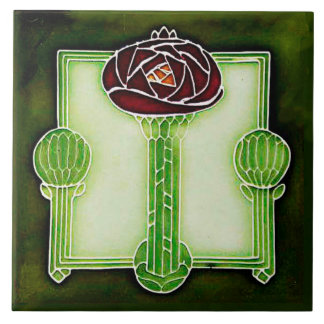 Keramiska plattan art nouveau Mackintosh Ro (Grönt Kakelplatta