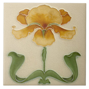 Keramiska plattan art nouveau - Senap Flower Kakelplatta