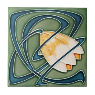 Keramiska plattan Art nouveau Stil.Blomster Kakelplatta