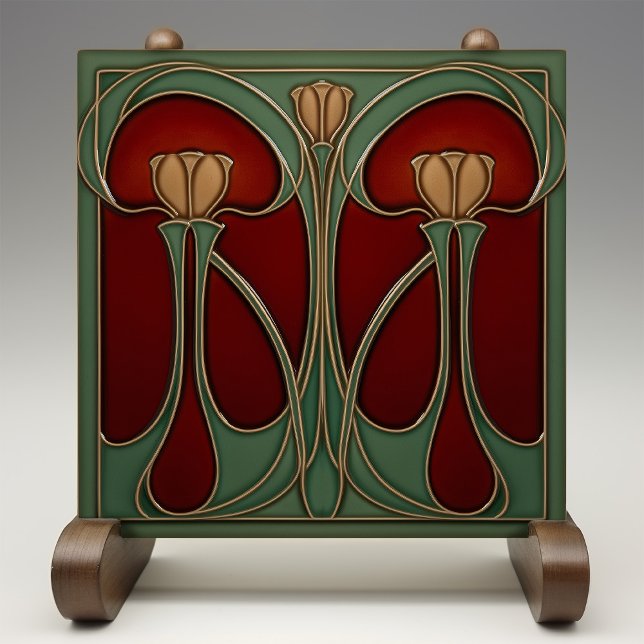 Keramiska plattan art nouveau Tulip Tapestry Kakelplatta (Skapare uppladdad)