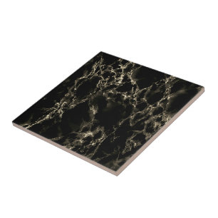Keramiska plattan Black and Guld Marble Kakelplatta