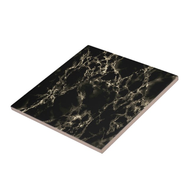 Keramiska plattan Black and Guld Marble Kakelplatta (Sidan)