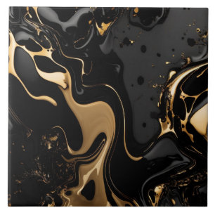Keramiska plattan Black and Guld Marble Kakelplatta