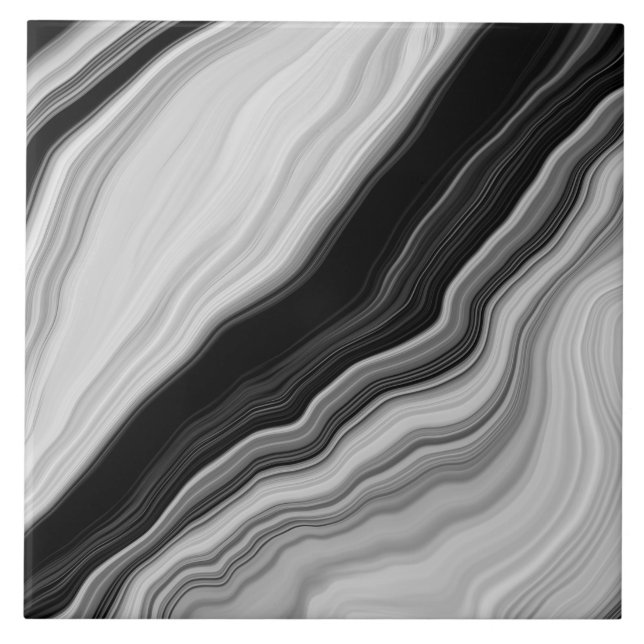 Keramiska plattan Black & White Modern Marble Stru Kakelplatta (Framsidan)
